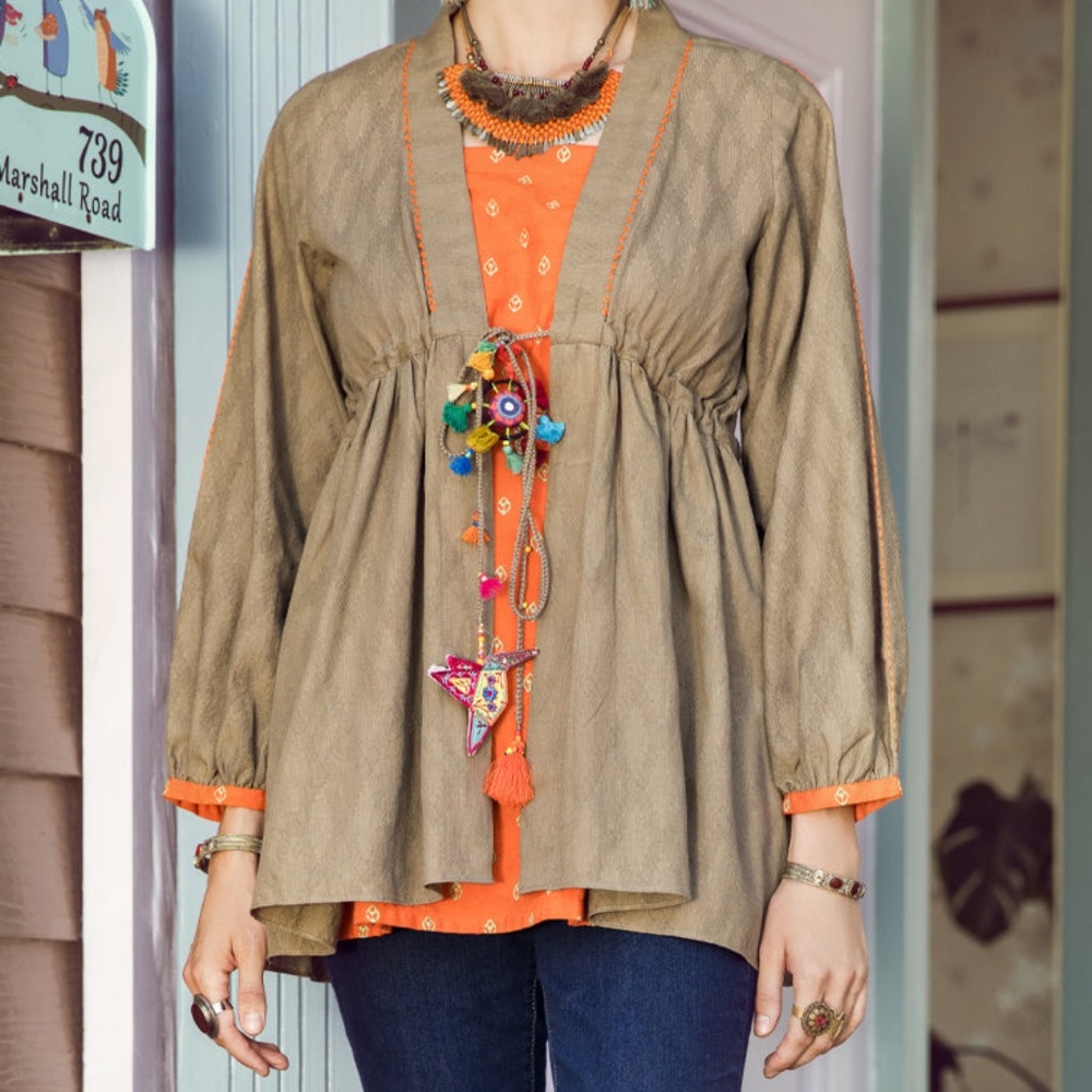 Junaid Jamshed Ladies Kurti Olive Orange